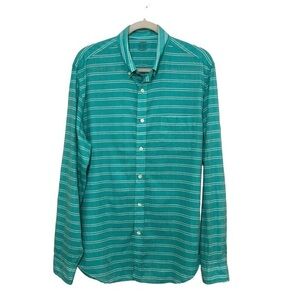 J.Crew Cotton Light Weight Chambray Stripes Button Down Long Sleeve Shirt L